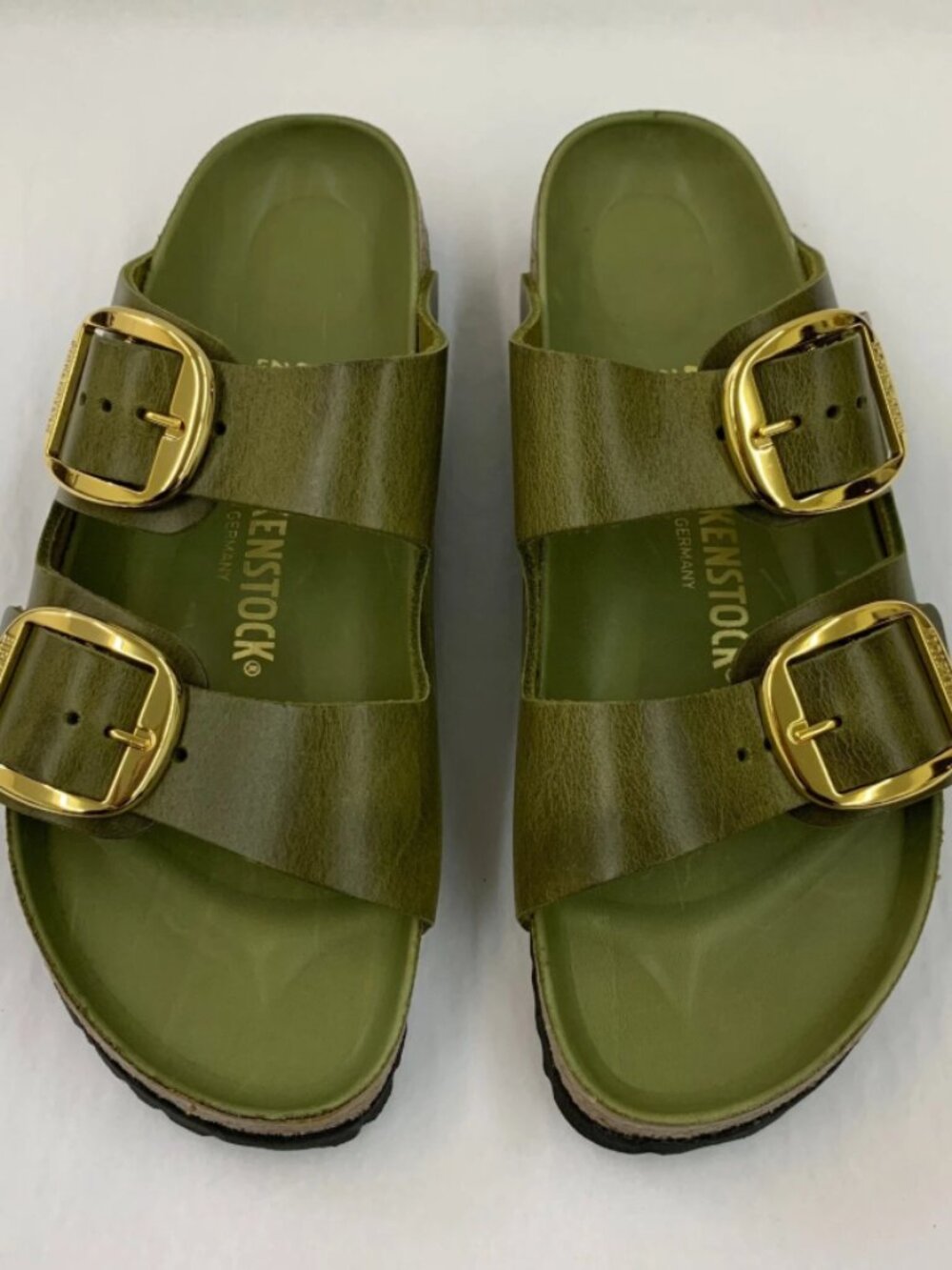 Birkenstock Arizona Big Buckle Olive Green Oiled Exquisite Footbed Regular Width